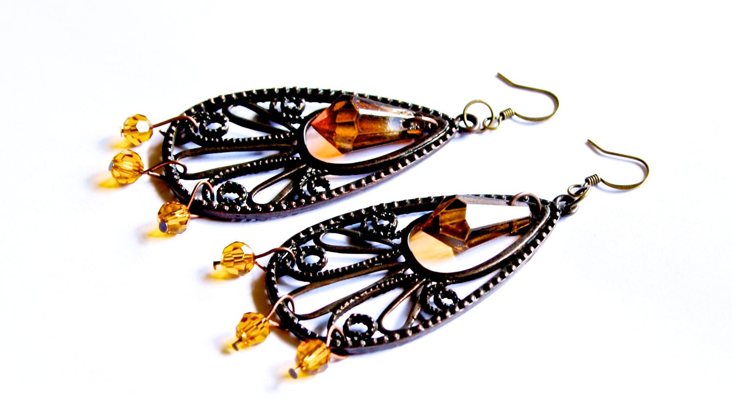 Amber Victorian Earrings