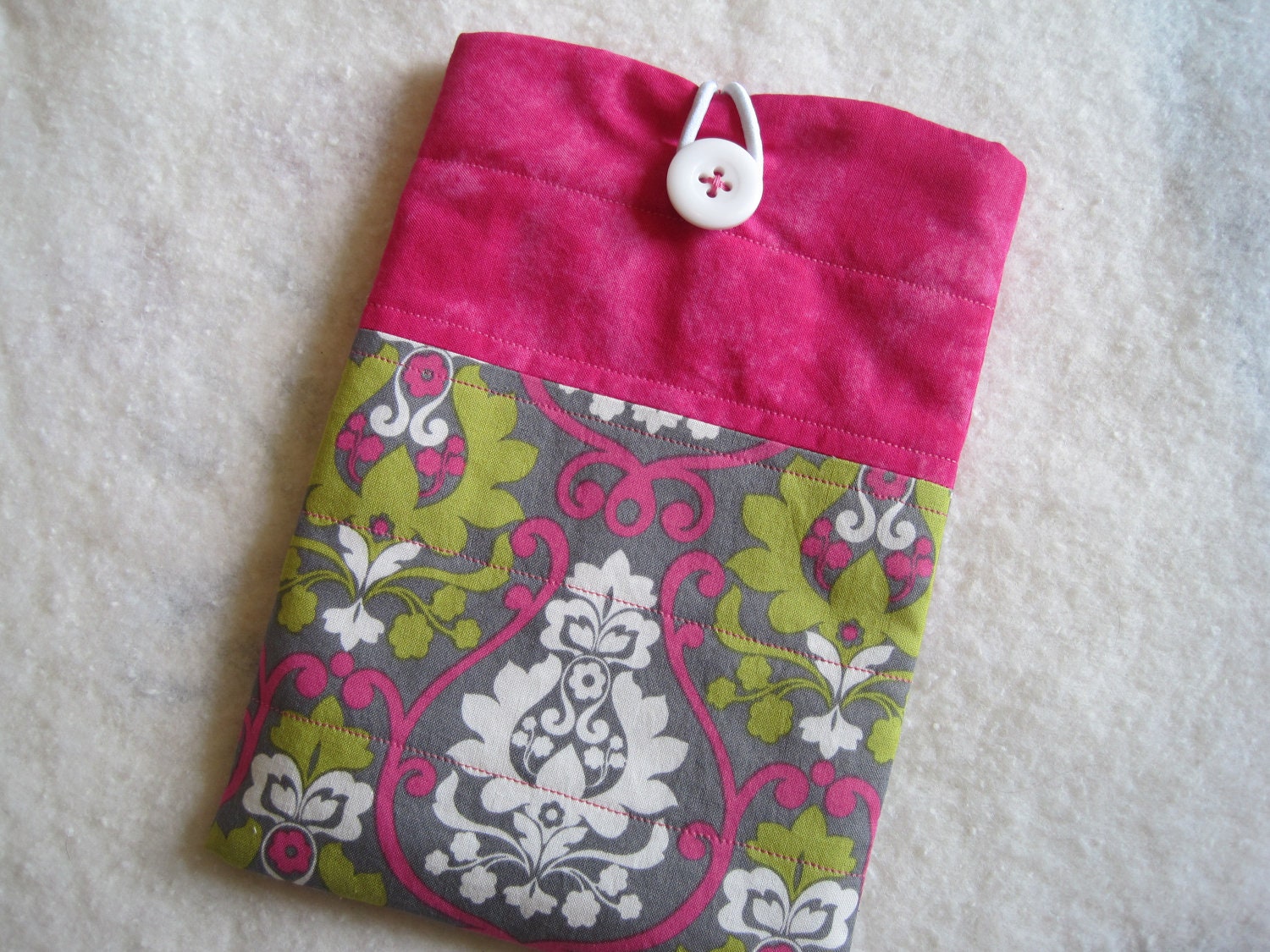 E-Reader, Kindle, Nook etc., pink and grey , handmade, quilted and lined.