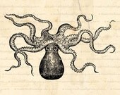 Octopus, Cuttlefish, Tentacles - Digital Image Download for Iron on Transfer, Papercrafts, Pillows, T-Shirts, Tote Bags, Burlap, No 01102