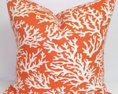 CORAL.Orange Pillow.14x14 inch.Greek Key.Decorative Pillow Cover.Printed Fabric Front and Back.Indoor.Outdoor - ElemenOPillows