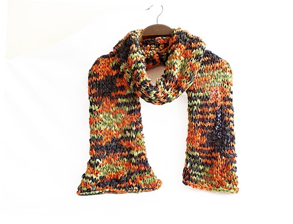 Knitting weft with natural colors- Knitting Scarf- Natural Colors- Wrap- Camouflage Colors Accessories- Long Scarf- OOAK