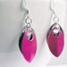 Chainmaille earrings - aluminum earrings - hot pink earrings - scale earrings - pink drop earrings - magenta earrings - fuchsia earrings