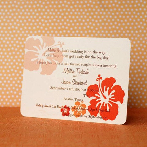 Custom Tropical Flower Invitations or Save the Dates - Set of 12