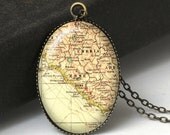 Vintage Map Pendant Necklace, Rome Italy Necklace, Rome Map Jewelry, Italy Map Jewelry, Italy Jewelry, World Traveler, Travel Necklace N407
