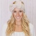 Knitted Bow Headband LARGE Bow Ear Warmer in Vanilla Latte Taupe Knitted Earwarmer in Light Tan Women's Fashion Hair Accessory Headband
