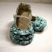 Blue & cream damask pattern baby girl shoes. Ruffle Ballerina for baby girl.