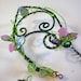 Pair of Garden Elf Ear Cuffs with Glass Flowers and Leaves, non pierced earring, Fairy, Renaissance, Elven