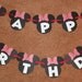 SALE - Simple Minnie Mouse Birthday Banner - Red or Pink Bow - Zebra - White Letters - Mickey Mouse Font - Mickey Mouse Banner