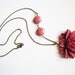 red rose necklace, flower necklace, long necklace pendant, chunky necklace, flower jewelry necklace, rolo chain, cabochon necklace, hot pink