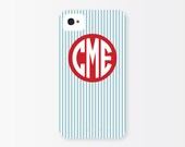 iPhone 5 or 4/4s Case - Custom Blue Seersucker, Monogrammed