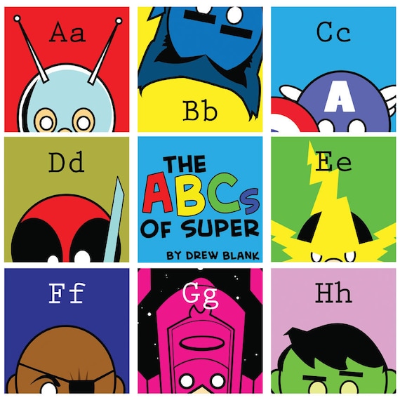 ABCs of Super / 3 Poster Prints of MARVEL Super Heroes 12"x12" Spider-Man / Captain America / Hulk / Wolverine / Avengers / Iron Man ABC