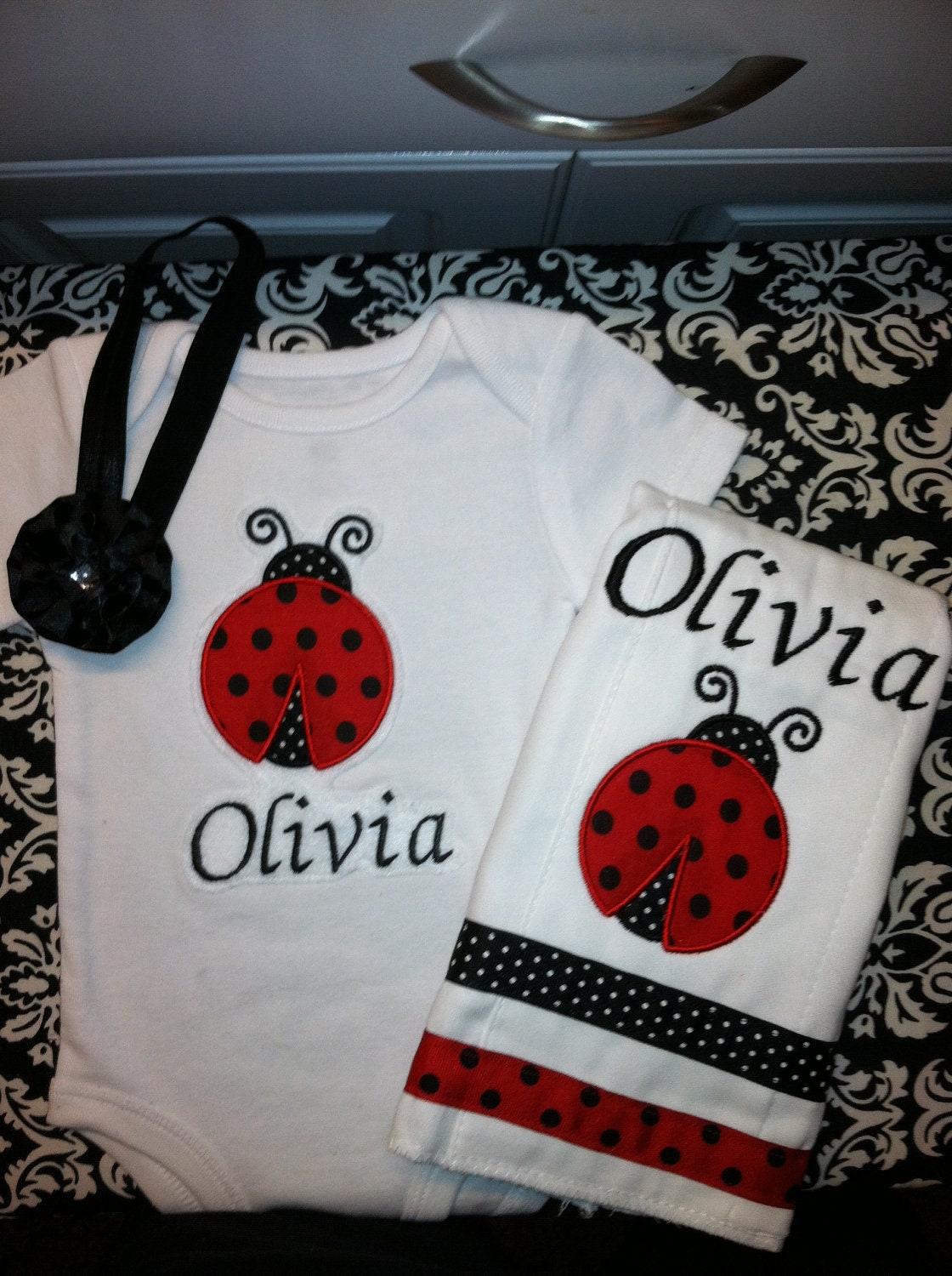 Ladybug Personalized Baby Shower Gift Set