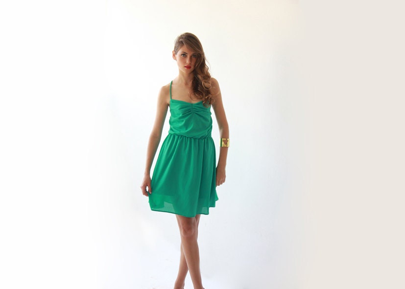 Emerald Green Ballerina , Mini Dress