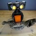 Reserved for Ewa - Owlberto The Wise - Camera Owl Robot Lamp Assemblage