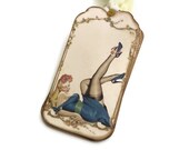 Lingerie Shower Tags, Bachelorette Party Tags, Bridal Shower, Favor Tags, Hen Party, Retro Pin Up Girl Tags, Set of 6
