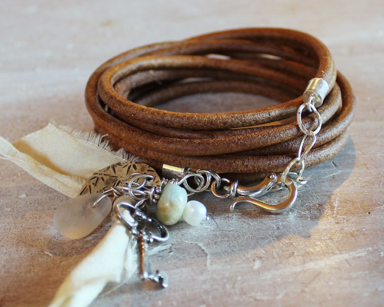 Gypsy Bracelet Sterling Silver and Leather