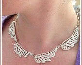 Angel Wing Statement Necklace Silver or Gold Plated