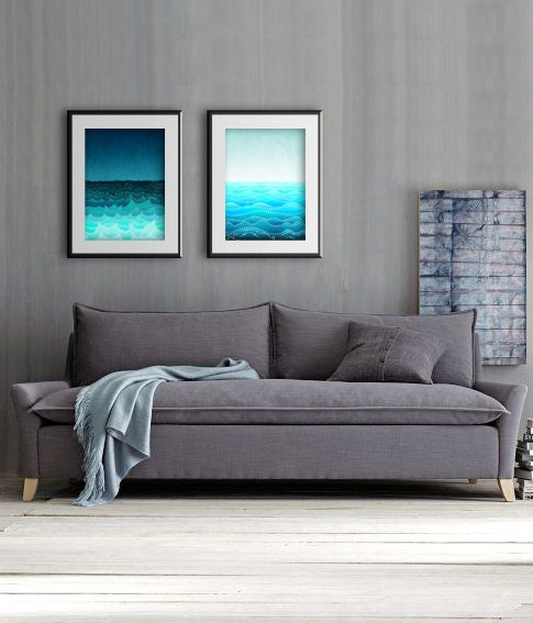 Two 10x14 illustrations - SEA soul - Fine art illustrations,Fine art prints,Love,Art prints,Love illustration,Art Posters,Wall art,Turquoise
