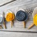 Set of 5 Boutonnieres with Felt Rose - Custom colors available