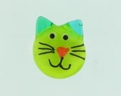 lime green cat ring -handmade lampwork glass rings - gifts for cat lovers