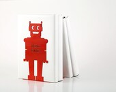 Bookends for kids room Robot (red) powder coated laser cut metal thick enough to hold books