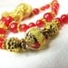 Red and gold beaded necklace Venetian Murano glass and carnelian gemstone necklace Single strand beaded jewelry