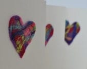 Rainbow Stitched and Felted Card - Heart - Blank inside - love heart - Felt and Fibre