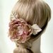Olive and purple silk flower brooch/hair clip