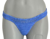 Bikini -  hand crocheted from pure natural blue cotton