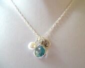 Personalized Aquamarine Necklace -- March Birthstone, Bride/Bridesmaid Gift, Birthday, Simple/Elegant -- MADE TO ORDER