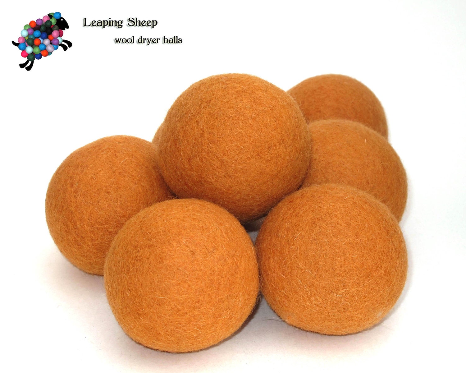 Leaping Sheep all natural  BURNT ORANGE colored wool dryer ball - BIG 7  cm in diameter -  eco friendly - diapers - mom