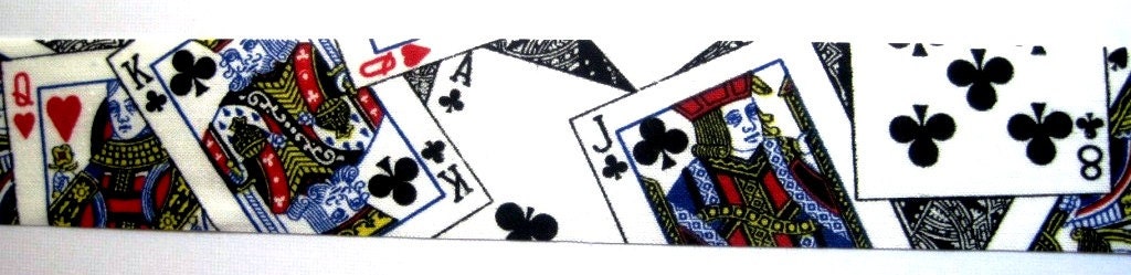 Poker Cotton Ribbon Trim, Playing Cards, Multicolor, 1 3/8" inch wide, 1 yard, For Mixed Media, Scrapbook, Home Decor, Accessories