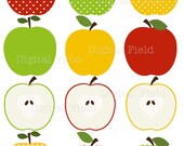 INSTANT DOWNLOAD Apple Clip Art Set - red, green and yellow patterned printable digital clipart