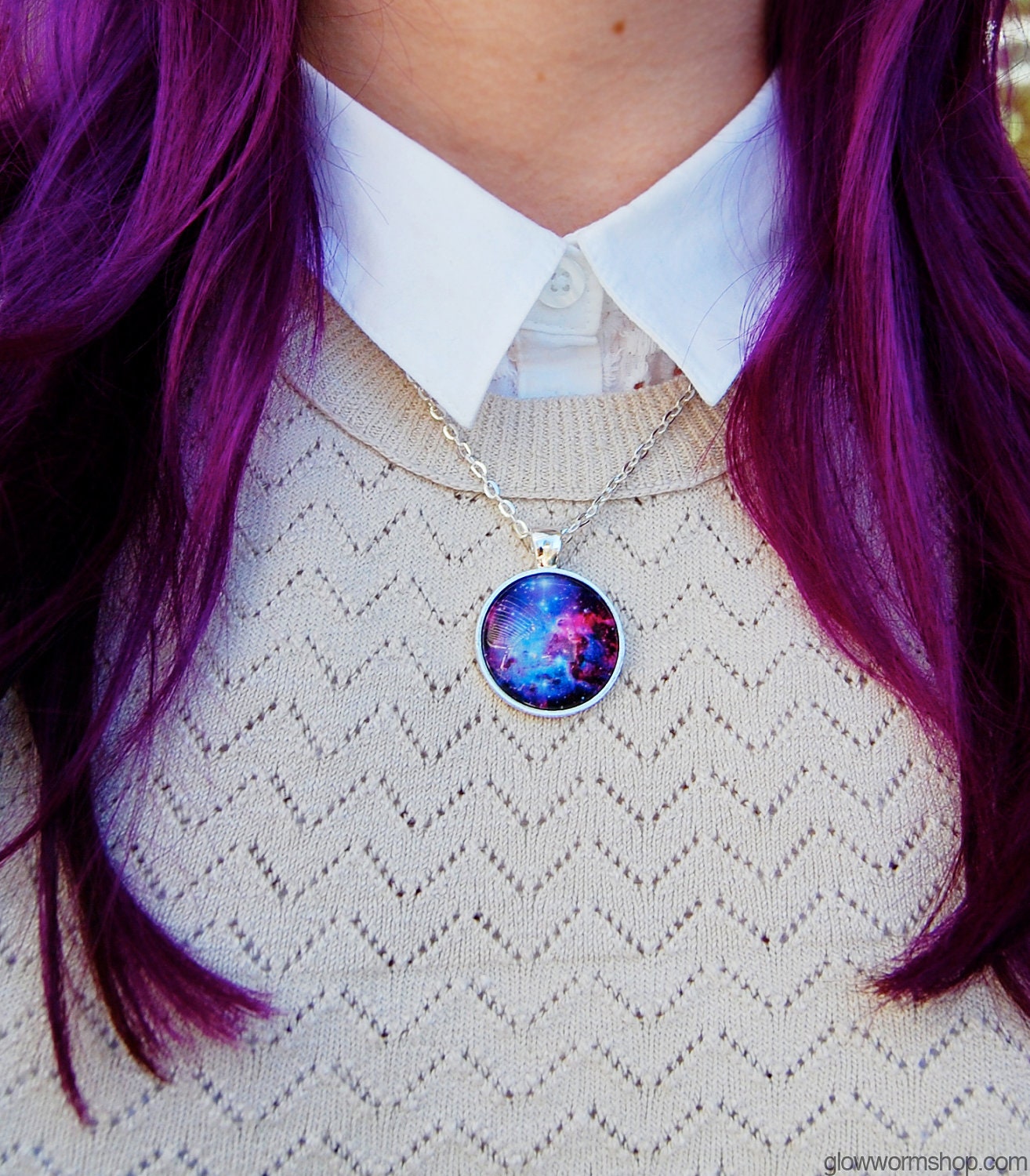 Galaxy Necklace / Fox Fur Nebula Pendant / Cosmic Necklace / Space Necklace