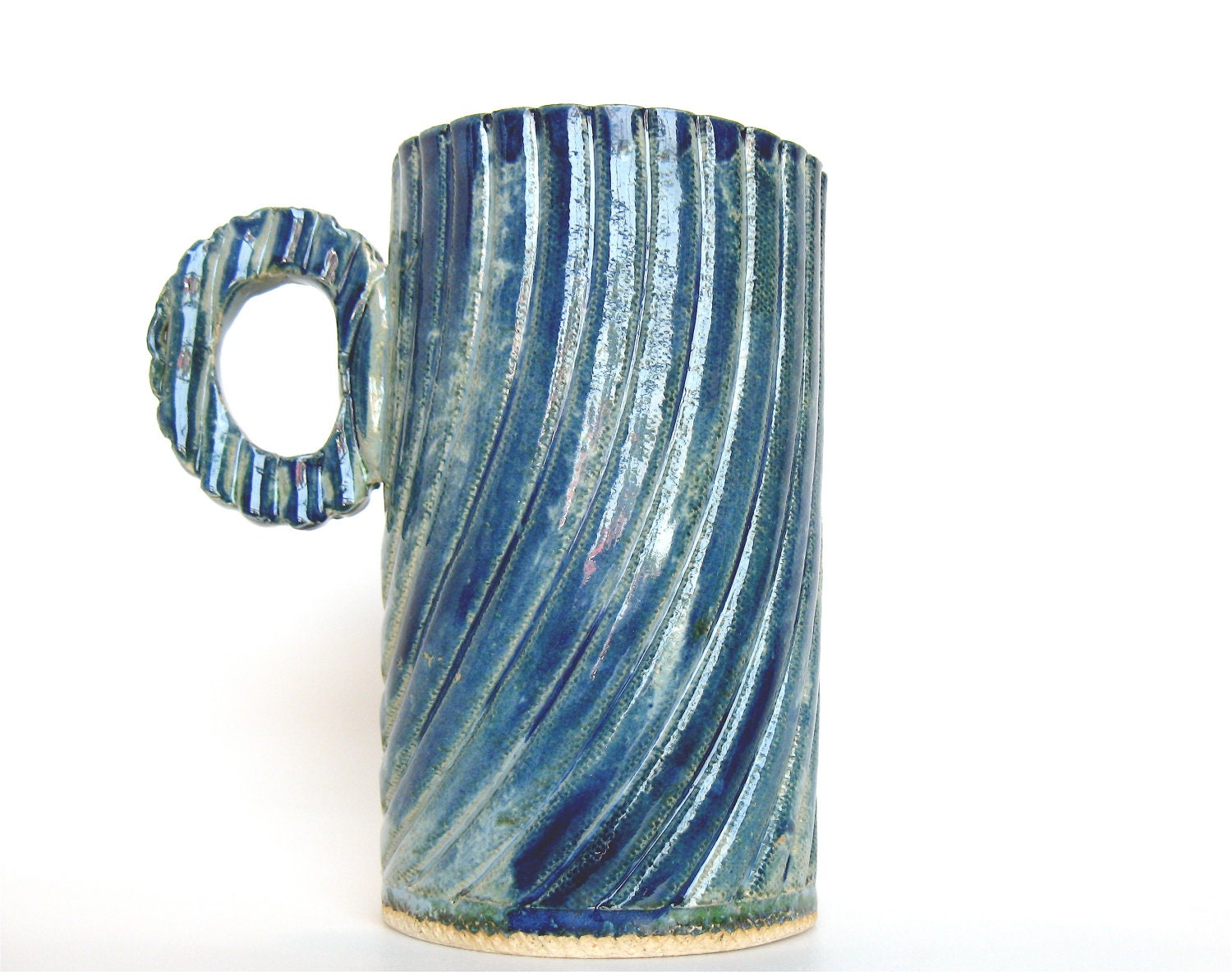 Large Ceramic Coffee Mug, modern stoneware pottery big gigantic teacup tea espresso cup in sea blue azure, houseware dining serving