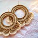SALE -30% Crochet Hoop Earrings Handmade Jewelry ecru white Earrings