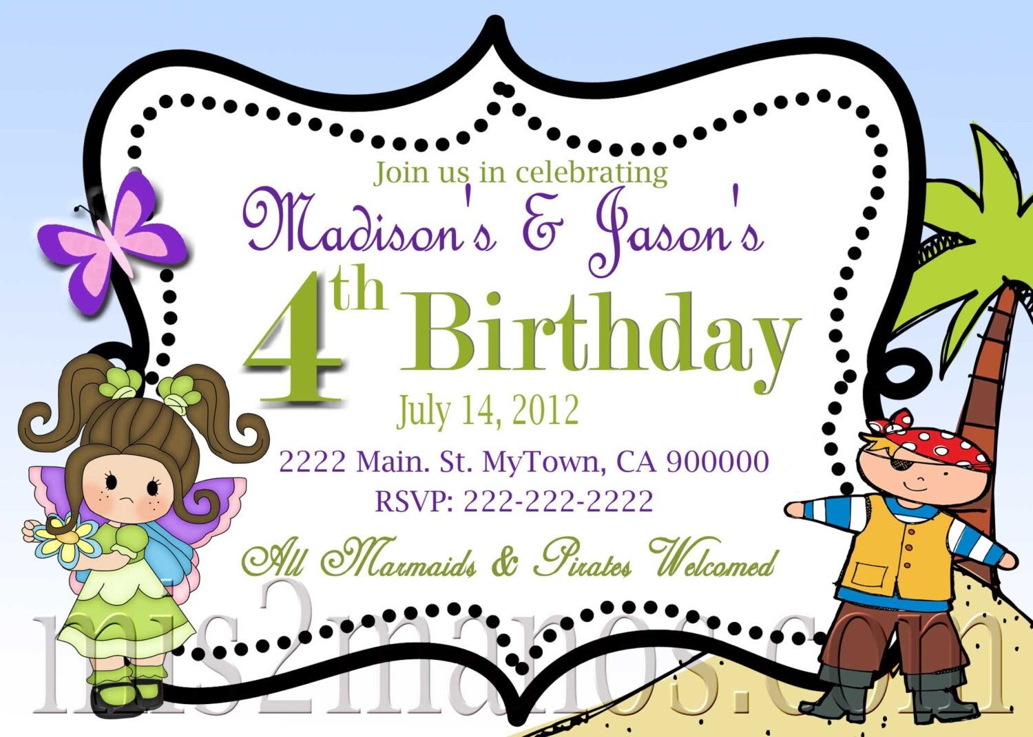 Twins Birthday Invitations