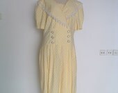 yellow and white CERRUTI dress cotton circa 1960's made in Italy