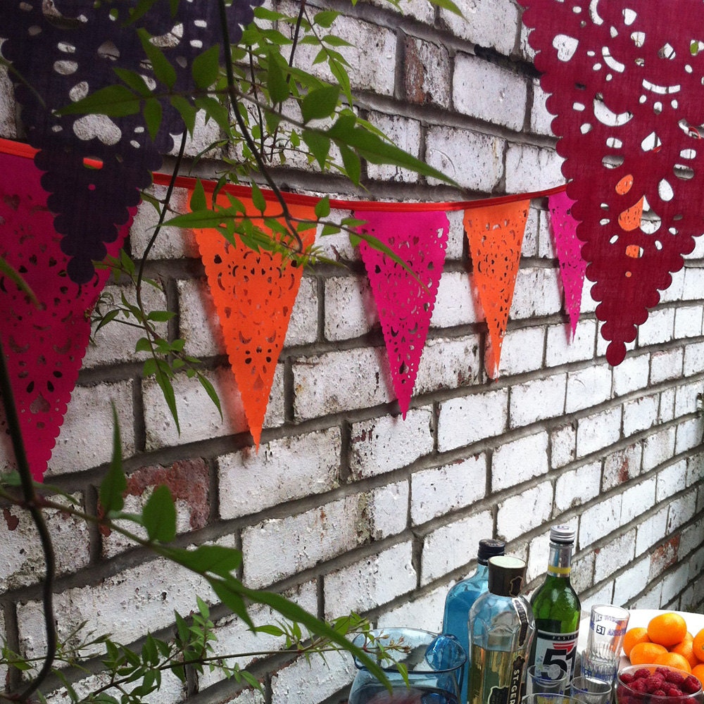Pink and orange wedding Bunting, fabric bunting, pink orange garland