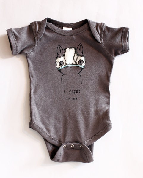 I Fight Crime Baby Infant Bodysuit by Noosed Kitty / SIZE 6months