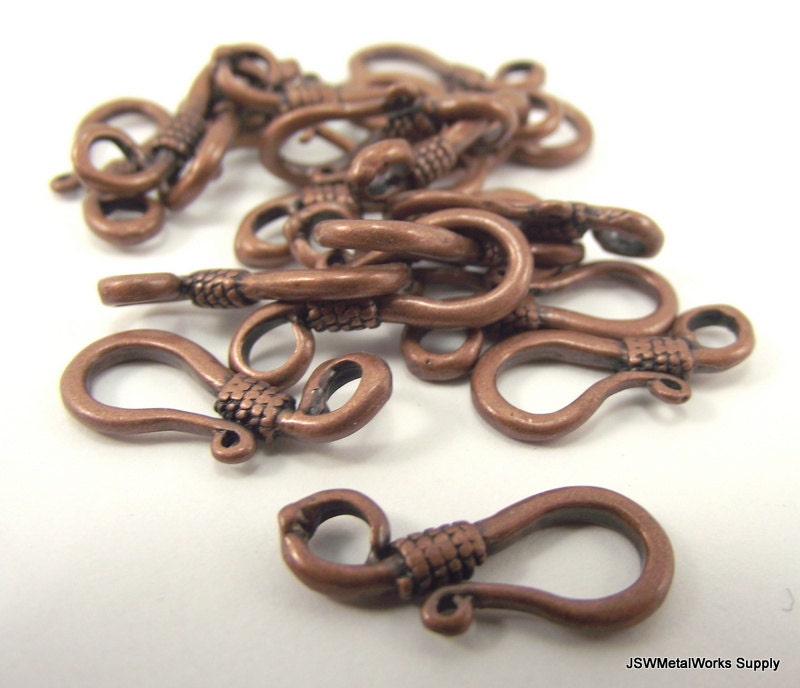 20 Decorative Copper Hook Clasps