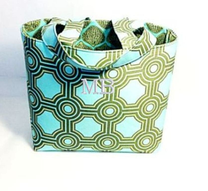 Tote Bag Fabric Handmade Tote Custom Embroidered with Monogram Amy Butler