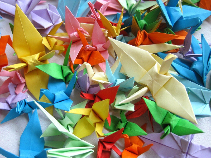 10 x 10cm 1000 pcs pure 10 colors Origami Paper Cranes crafts paper goods for Wedding, Christmas, Festival, Anniversary