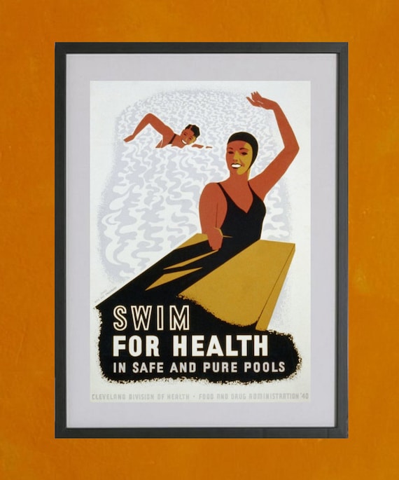 Swim For Health WPA Poster, 1940 - 8.5 x 11 Poster Print - also available in 13x19 - see listing details