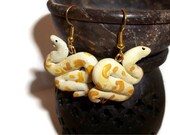 Cream and Tan Boa Constrictor Snake Earrings, Snake Jewelry, Snake earrings, Reptiles, animal jewelry, Christmas gifts, stocking stuffers