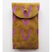 iPhone 4, 4s, 5 pouch // toffee suede with purple V print