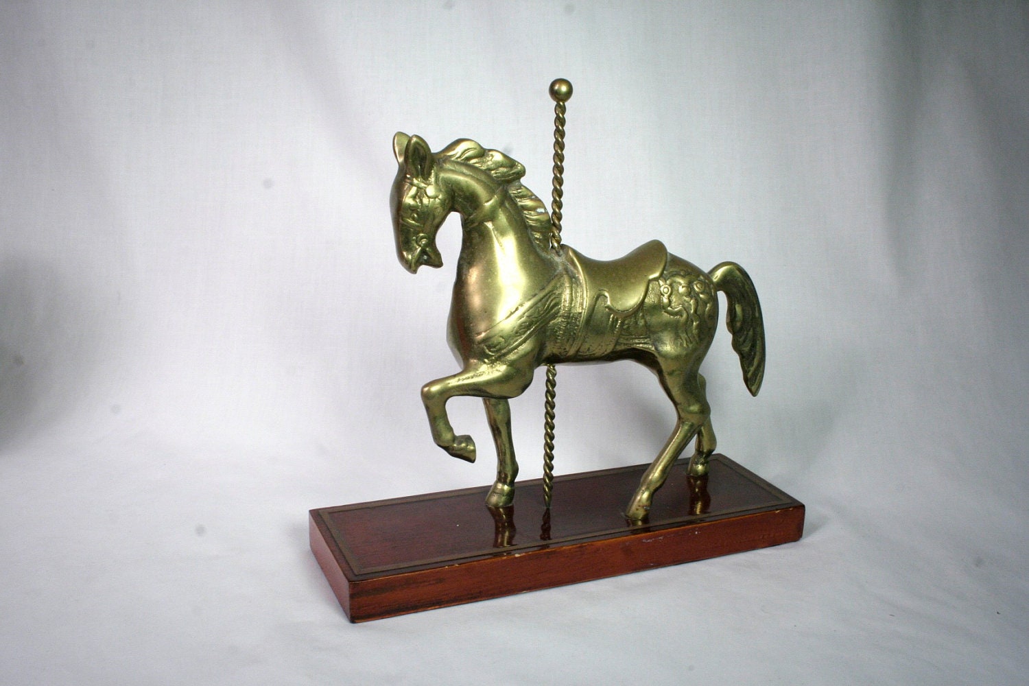 Brass Carousel Horse on Wooden Base - Free Shipping