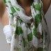 Shawl for Summer /Green Roses - Elegance Shawl / Scarf / soft and light