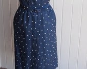1950s 1960s Fitted Dress Polka dot Peter Pan like rolled Collar Small Medium FREE SHIPPING