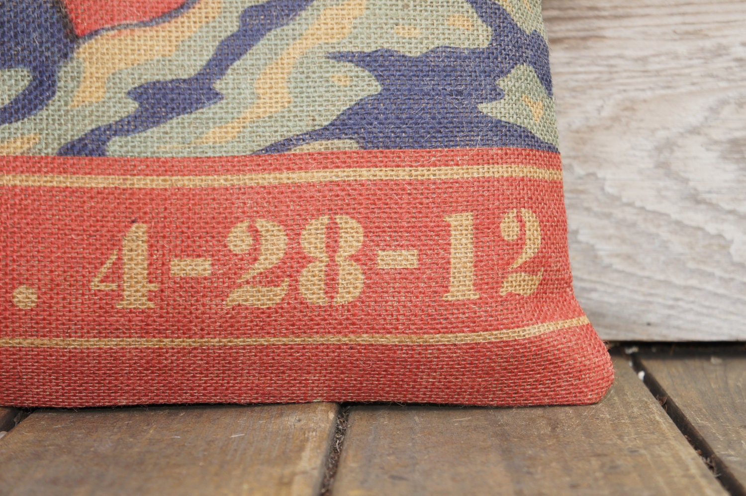 Personalized Anniversary Pillow, Burlap Feed Sack Pillow Cover, 16x16